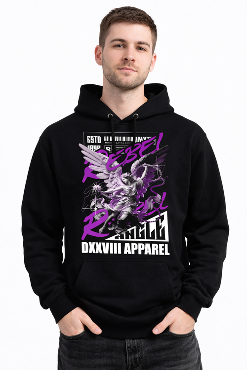 DXXVIII Anime Graphic Hoodie - Black